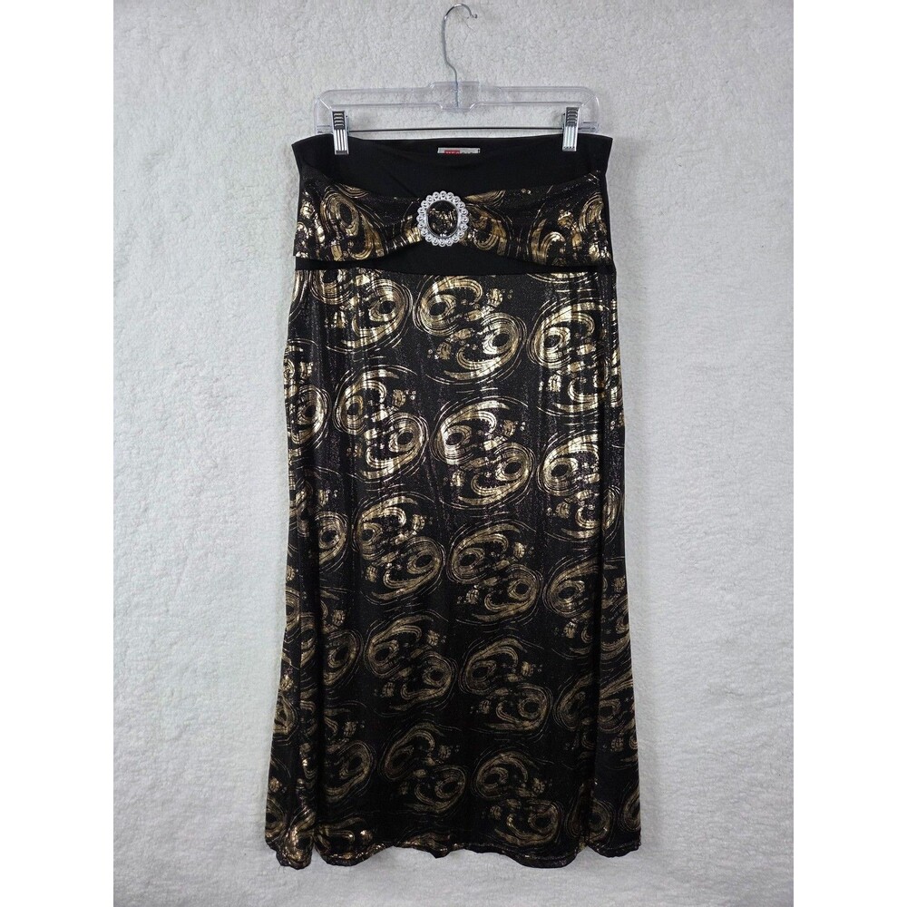 Vtgâ Black Gold Maxi Skirt L Celestial Whimsigoth Gypsy Boho Festival 90's Y2K